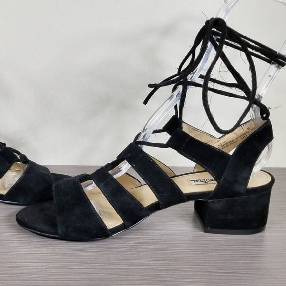 Steve Madden 'Kitty' Ghillie Sandal, Black Suede, Womens Size 8 - Picture 6 of 11
